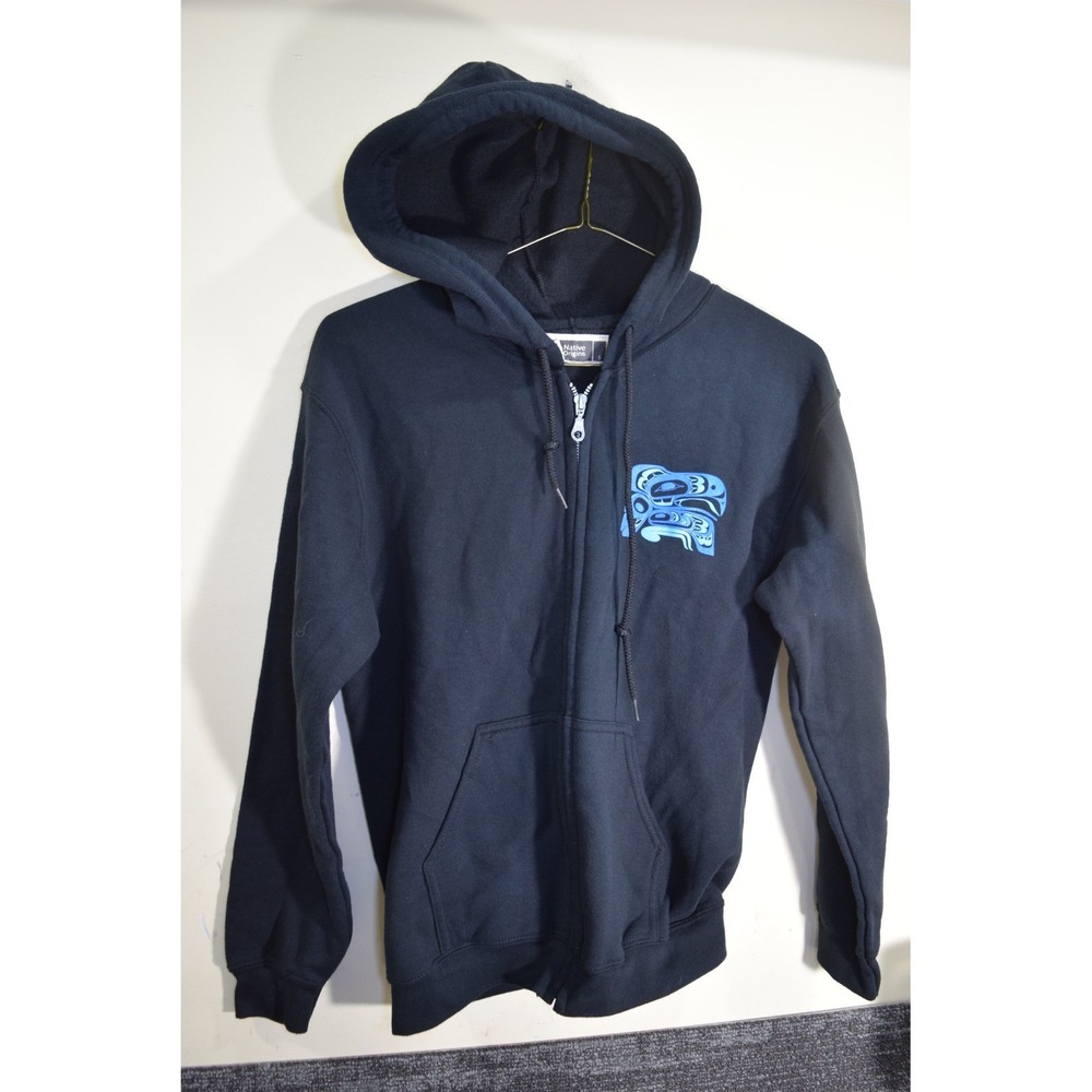 STRIKING Y2K Native Origins First Nations FOUR CLANS Hoodie MENS S Canada Made